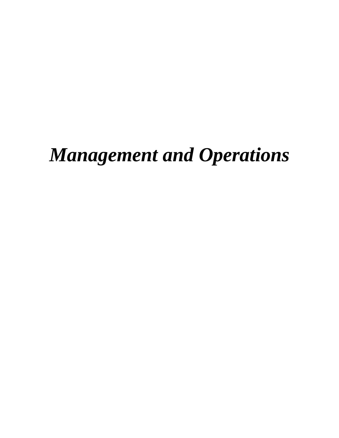 Operations Management of Marks and Spencer_1