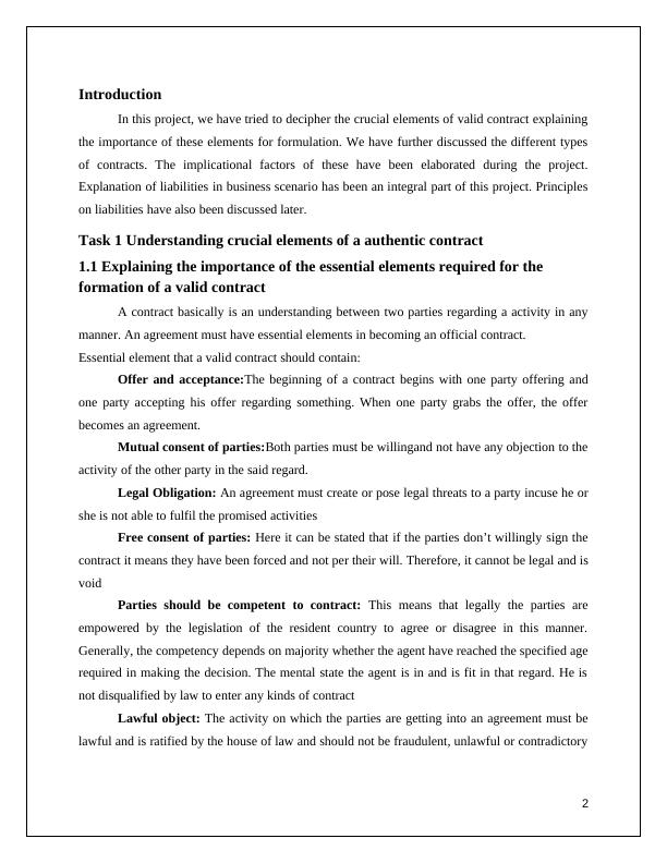 Law Assignment : Important elements of a valid contract_2
