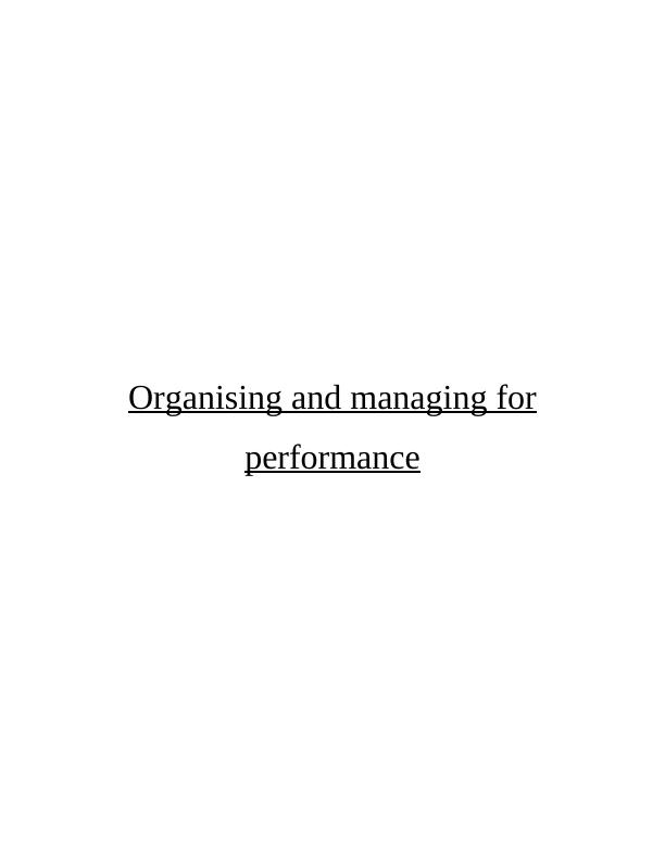Report On Wakewood | Organizing & Managing Performance_1