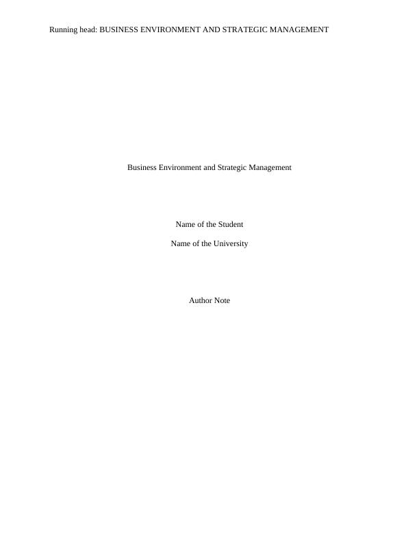 Business Environment and Strategic Management  Assignment_1