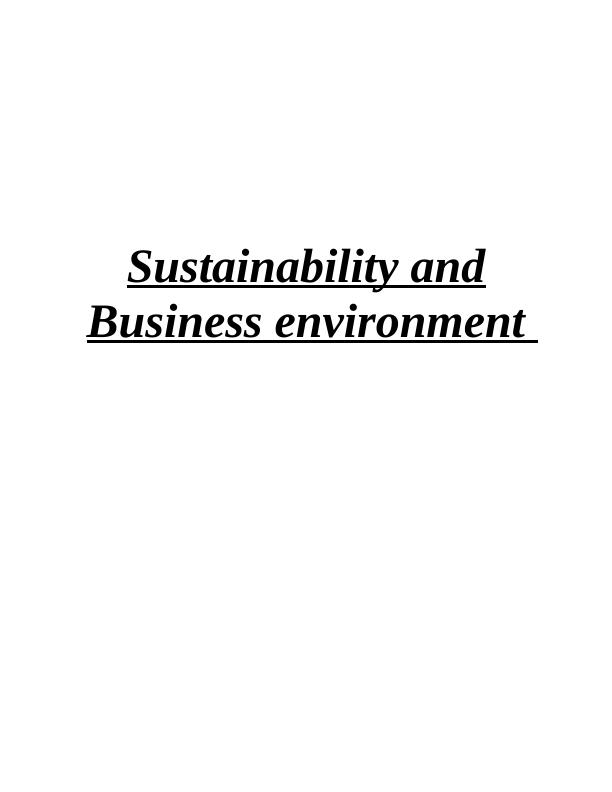 Sustainability and Business Environment_1