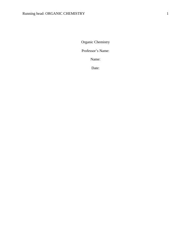 Assignment On Organic Chemistry - CHEM2120U_1