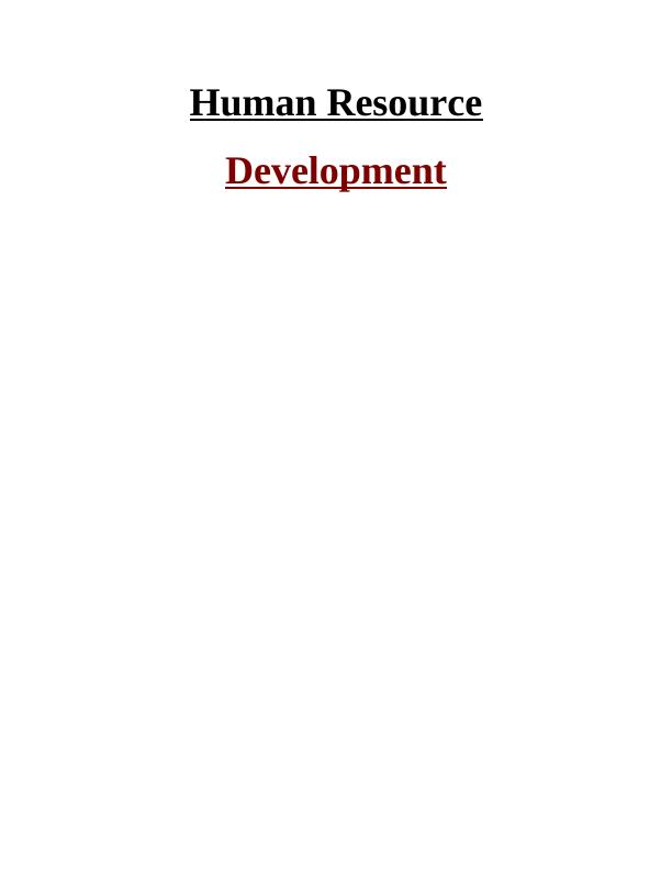 Human Resource Development (HRD) Assignment_1