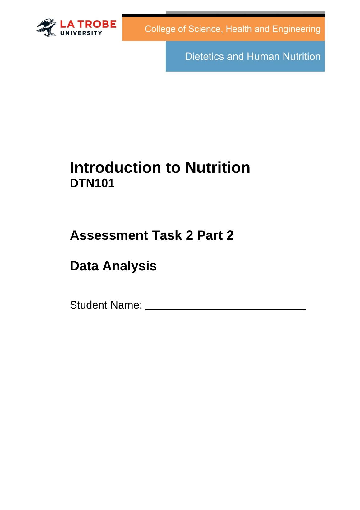 introduction to nutrition assignment