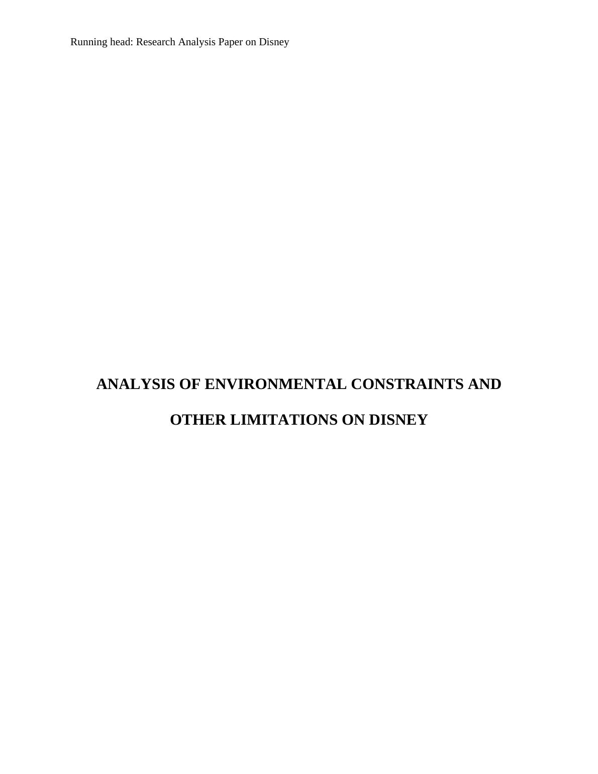 Analysis of Environmental Constraints and Other Limitations on Disney_1