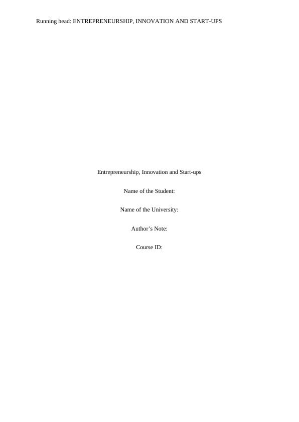 research paper on innovation and entrepreneurship