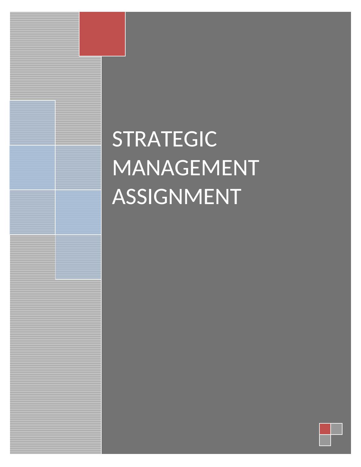Strategic  Management  :  Sample Assignment_1