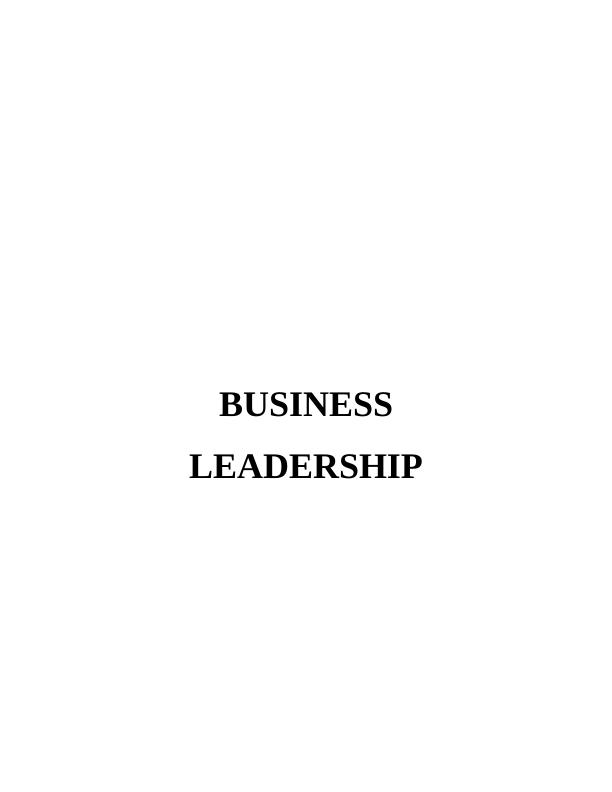 Business Leadership - Assignment_1