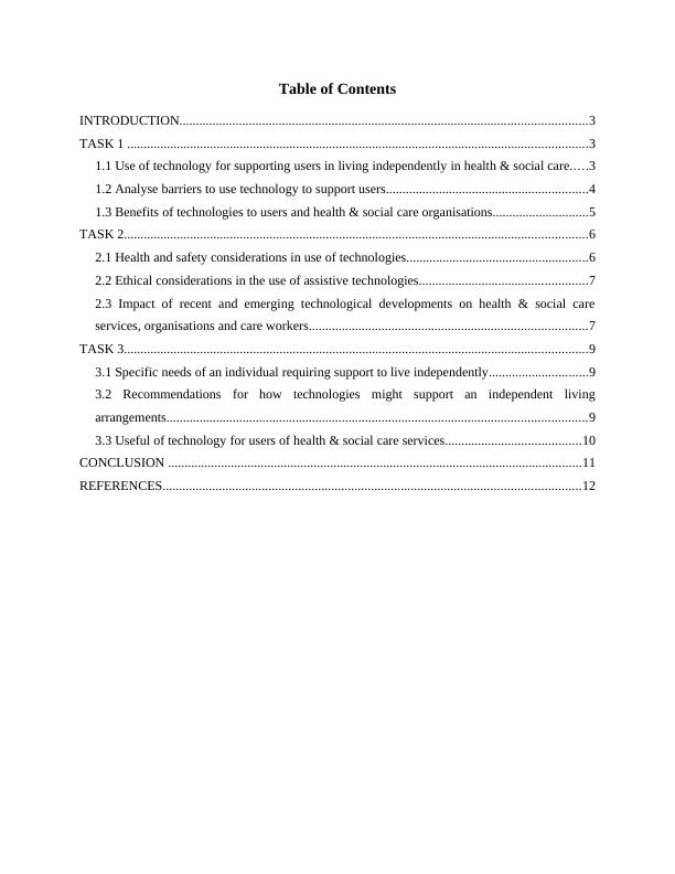 Supporting Independent Living: Assignment Sample_2