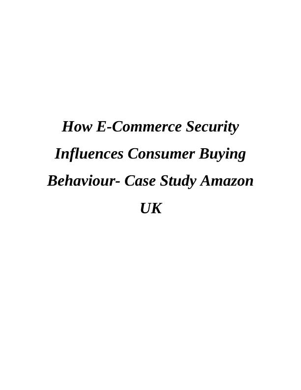 Security and Consumer Buying Behaviour