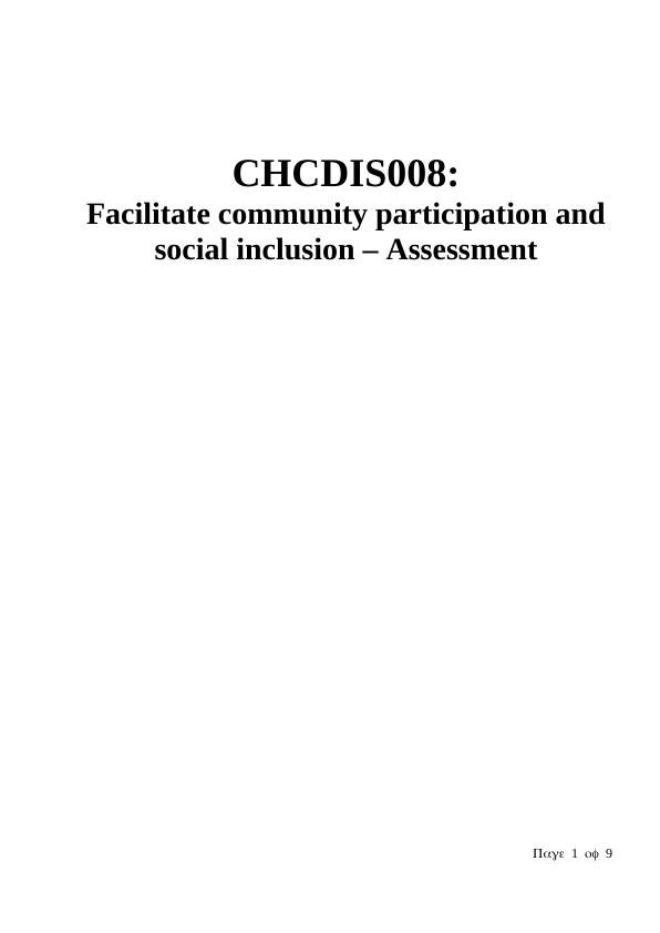 Community Participation and Social Inclusion - Desklib_1