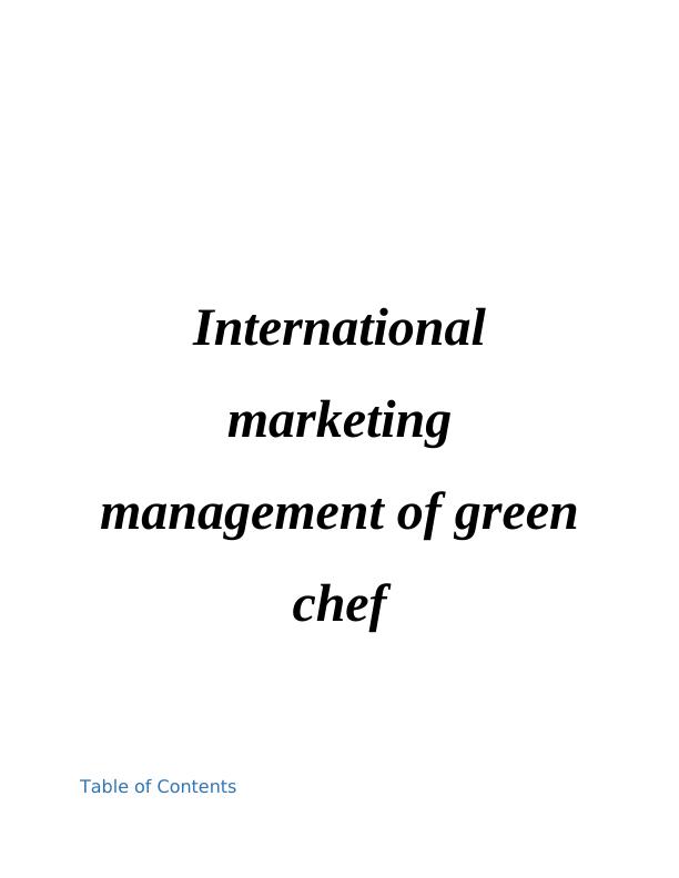 International Marketing Management of Green Chef_1