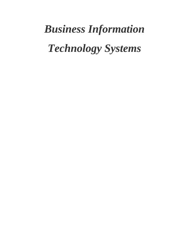 Business Information Technology Systems Assignment Sample_1