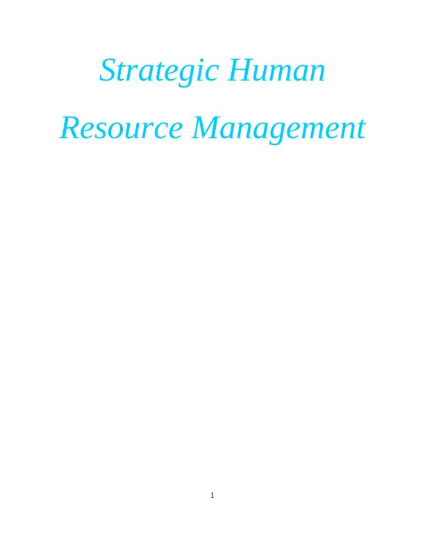 Framlington Property Plc|Report On Strategic Human Resource Management_1