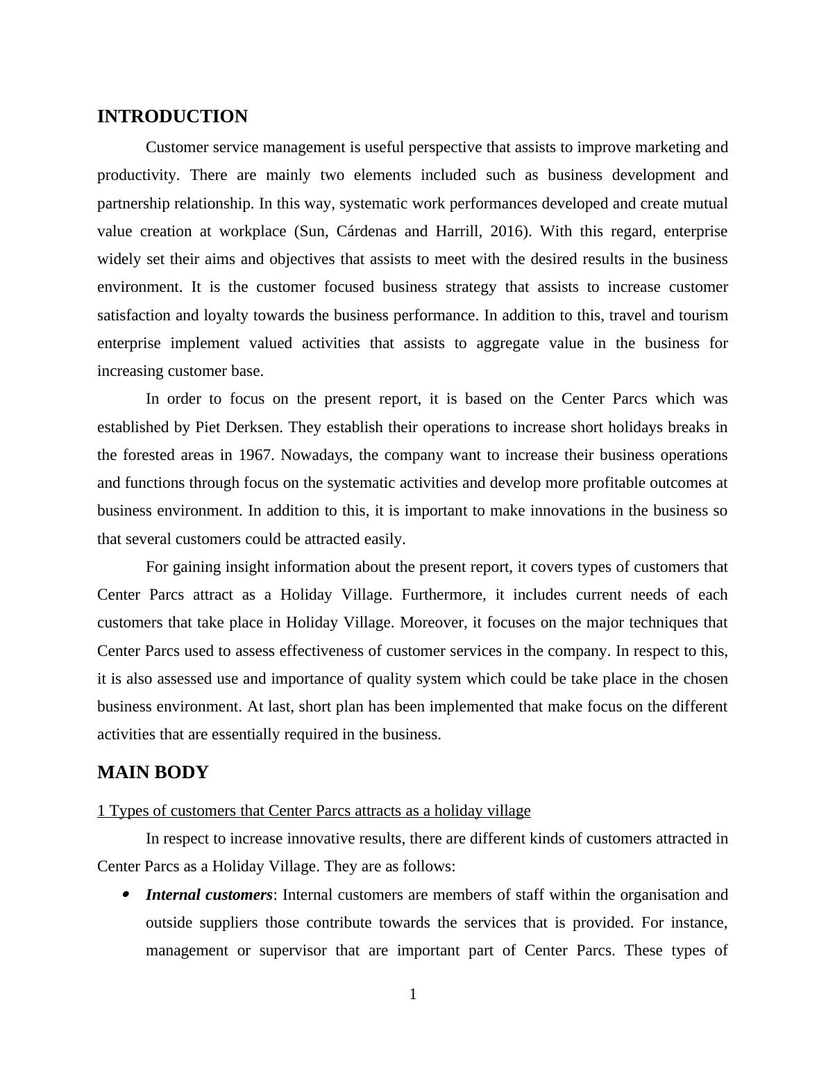 Center Parcs Customer Service Management