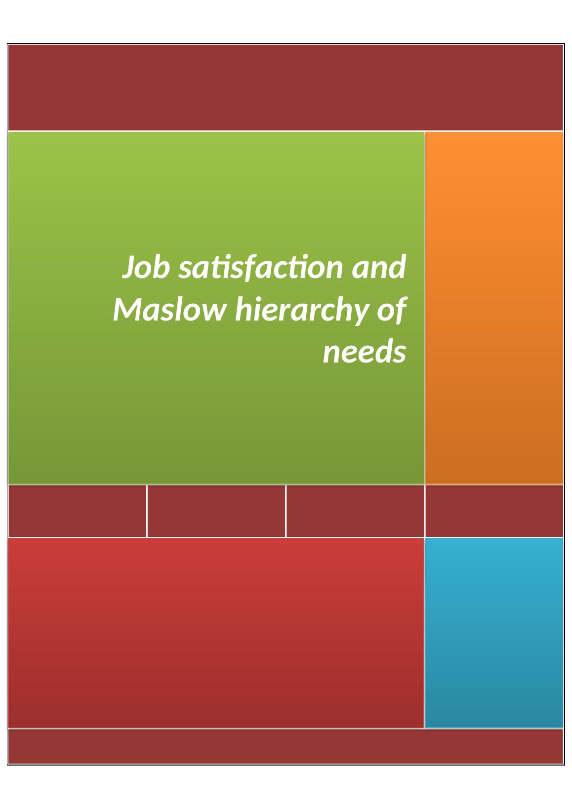 Job Satisfaction and Maslow Hierarchy of Needs Desklib