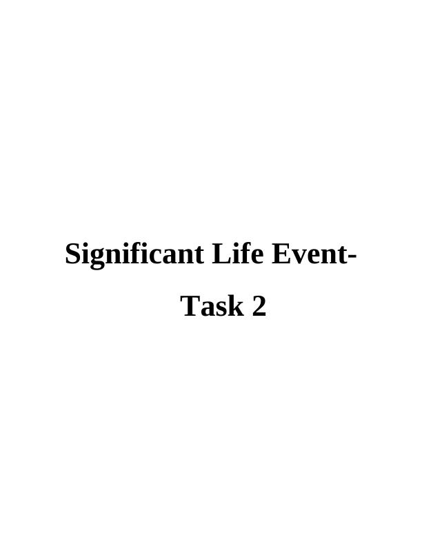 (solved) Assignment on Supporting Significant Life Events_1