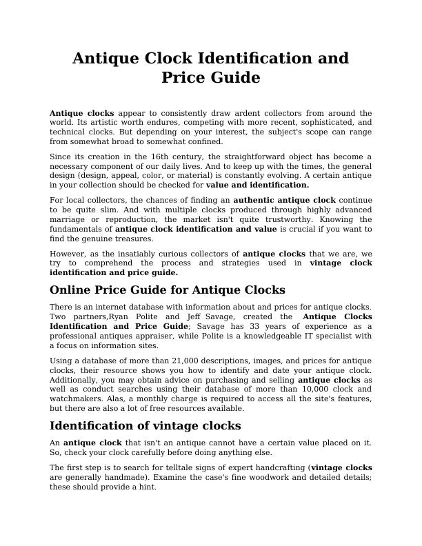 Antique Clock Identification and Price Guide PDF_1