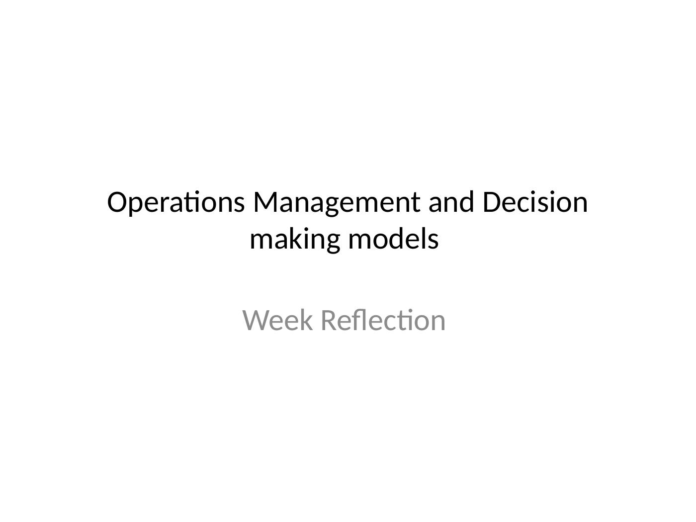 Operations Management and Decision Making Models