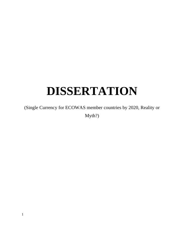 Currency for ECOWAS member Countries: Dissertation_1
