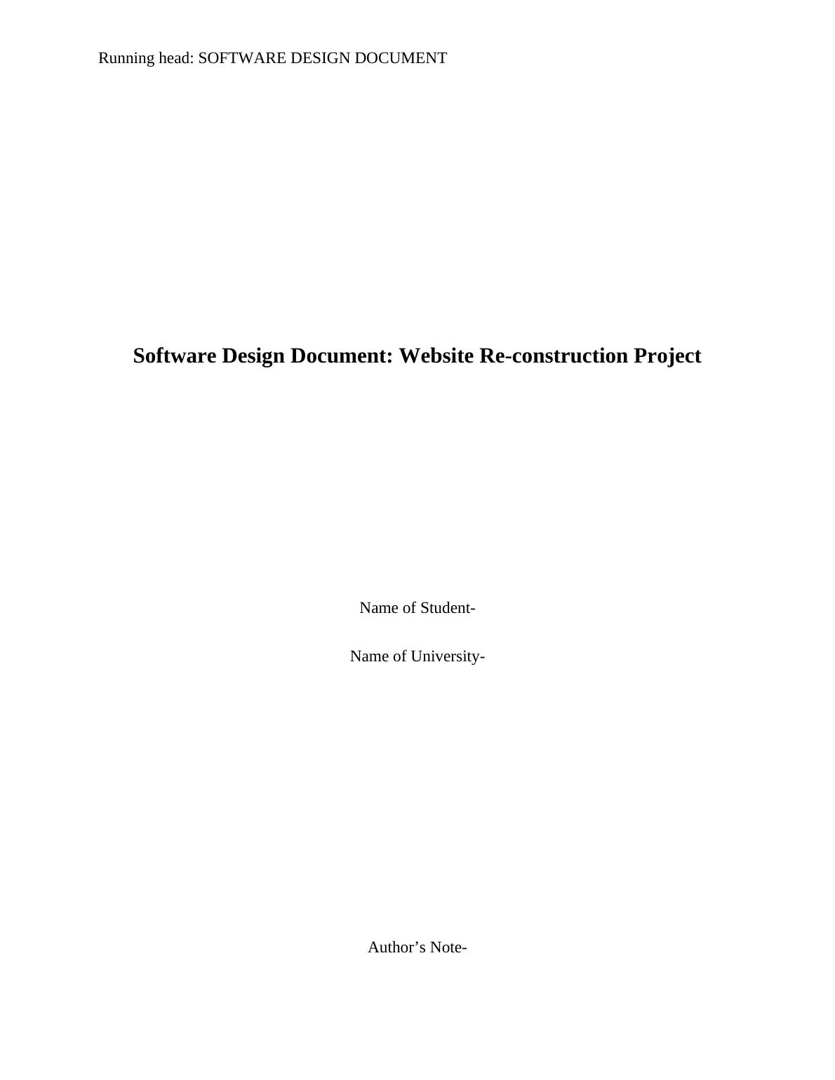 Software Design Document Website Reconstruction Project