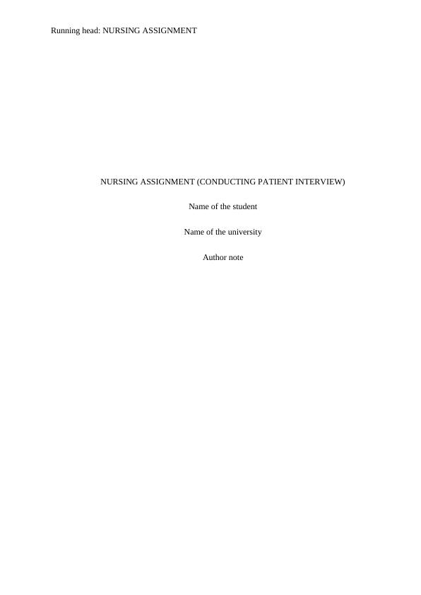 Nursing Assignment: Conducting Patient Interview_1