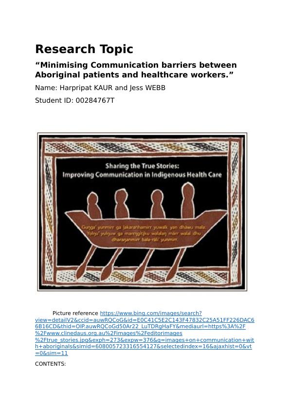 Minimising Communication Barriers between Aboriginal Patients and Healthcare Workers_1