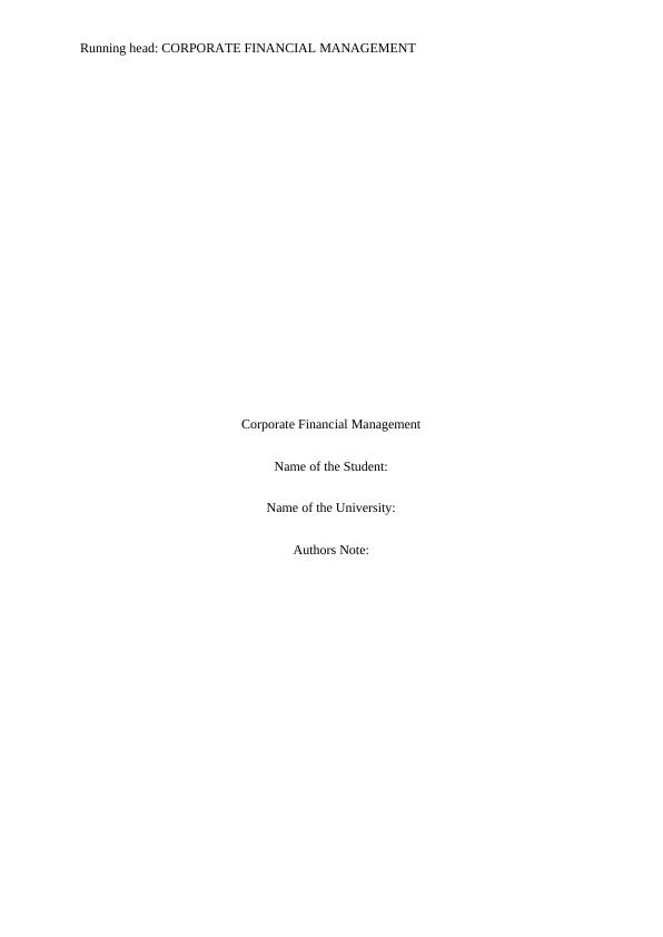 Report on Corporate Financial Management (Doc)_1