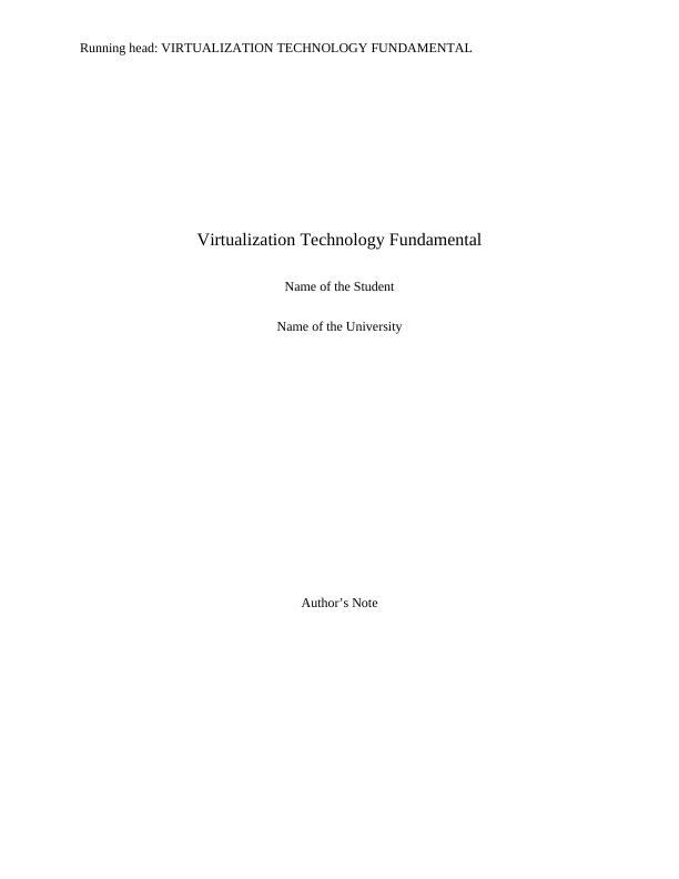 Recommendation to the CIO on virtualization technology_1
