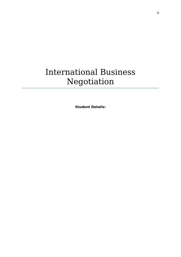 international business negotiation assignment