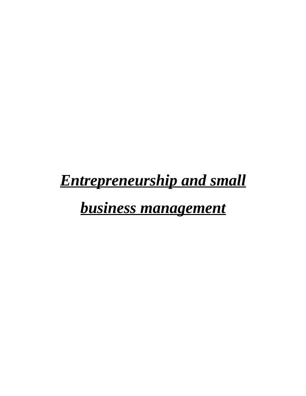 (DOC) Assignment Title: Entrepreneurship and Small Business Management_1