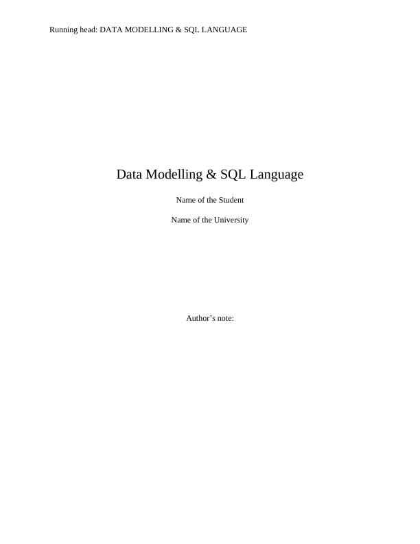 Data Modelling & SQL Language_1