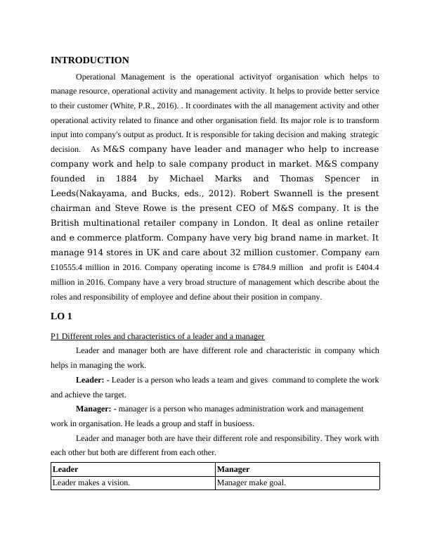 Report On Operational Management Of Marks & Spencer_3