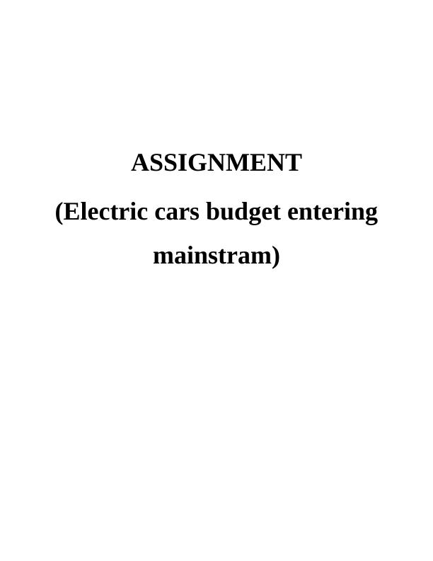 Electric Vehicle - Assignment_1