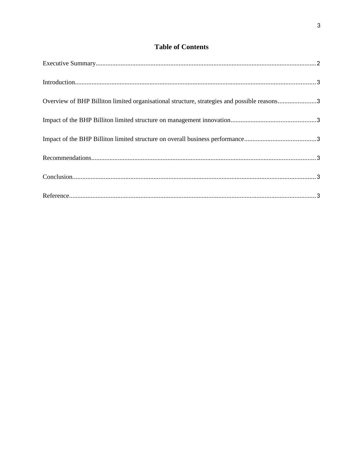 Impact of BHP Billiton Limited Company Structure on Management ...