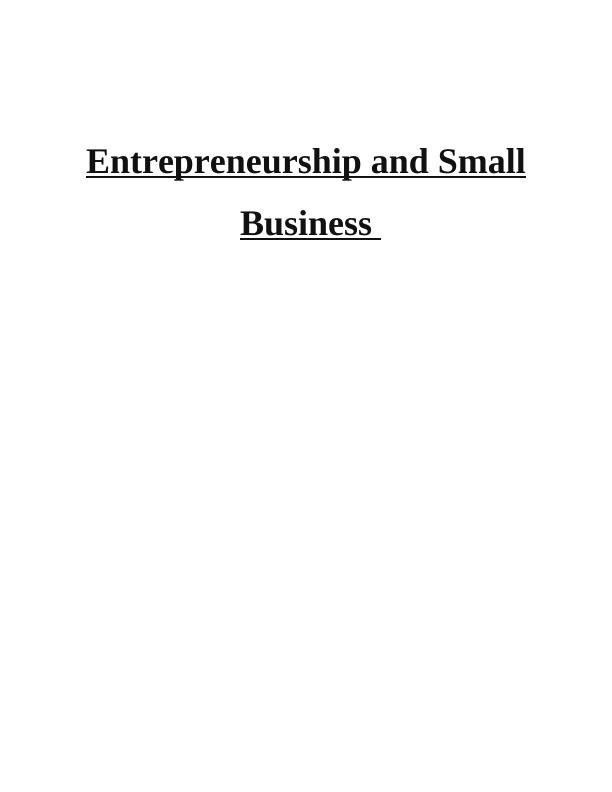 Entrepreneurship and Small Business Assignment (Doc)_1