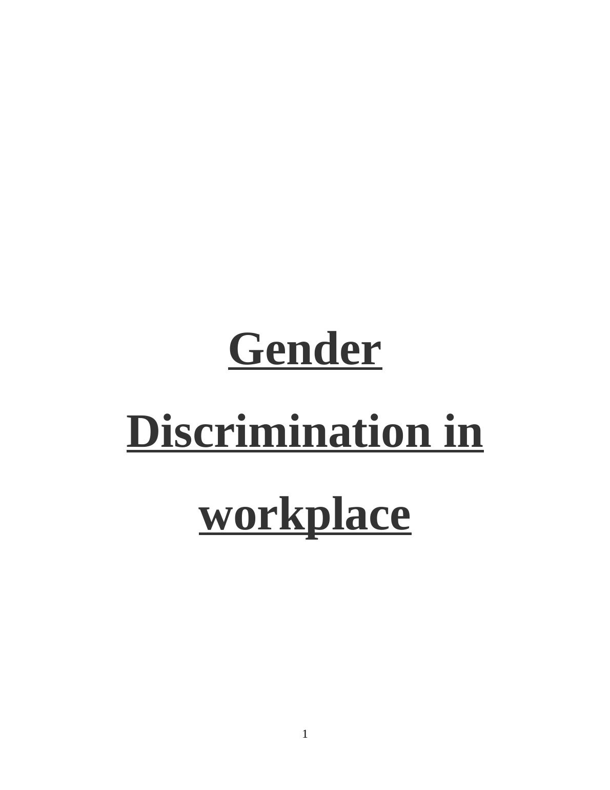 gender discrimination in workplace research paper