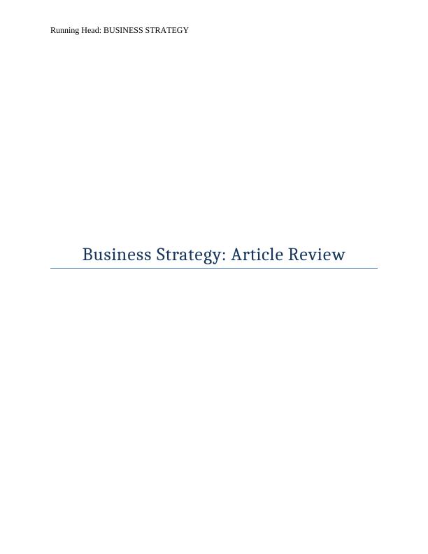 Article on Significance of Generic Strategies to Business Policy_1