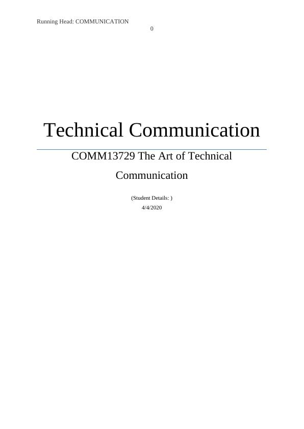 Technical Communication | COMM13729 | The Art of Technical Communication_1