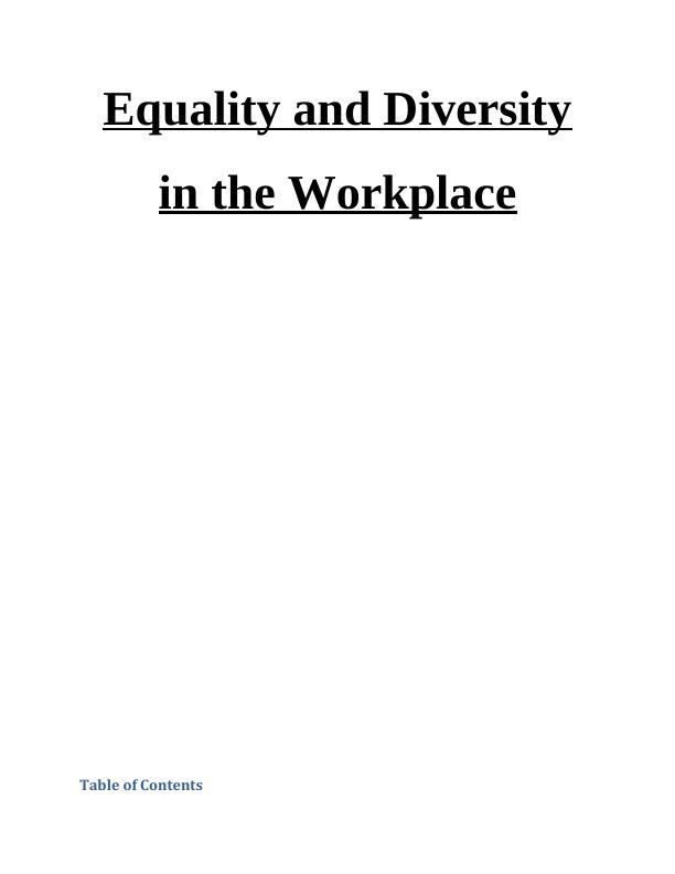 Equality and Diversity in the Workplace_1
