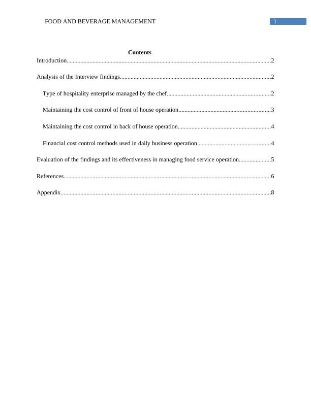 Food and Beverage Management Report_2