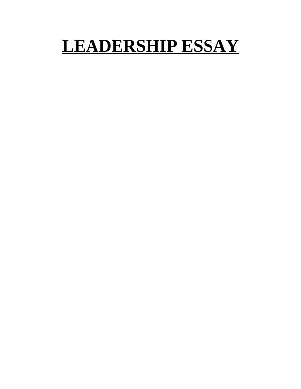 essay on leadership theory