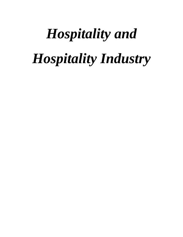 Hospitality Industry: Assignment_1