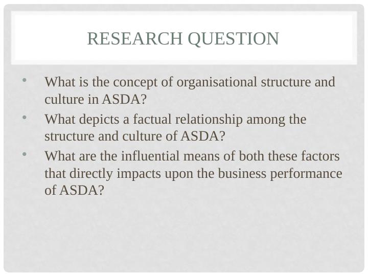 Impact of Organisational Structure and Culture on Business Performance: A Study on ASDA, UK_3