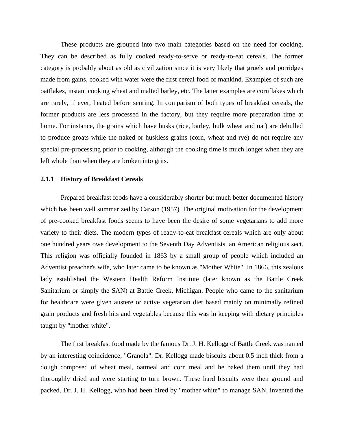 Introduction to Breakfast Cereals