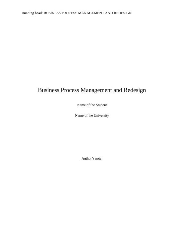 Business Process Management and Redesign_1