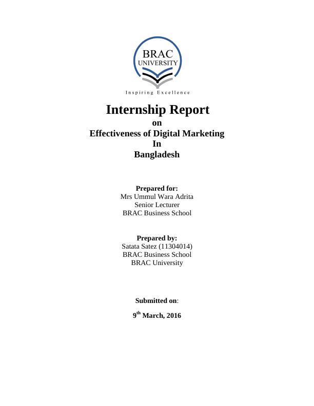 Internship Report on Effectiveness of Digital Marketing In Bangladesh_1