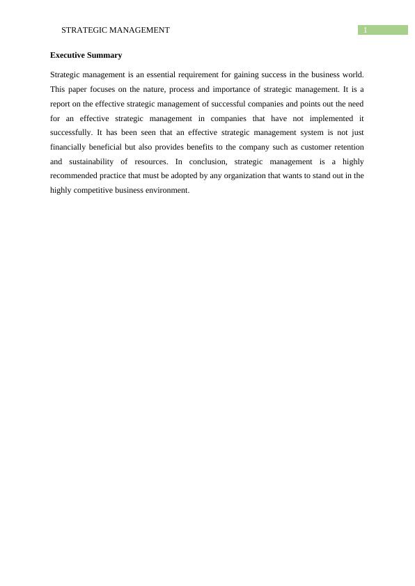 BMST5103 Paper on Importance of Strategic Management_2