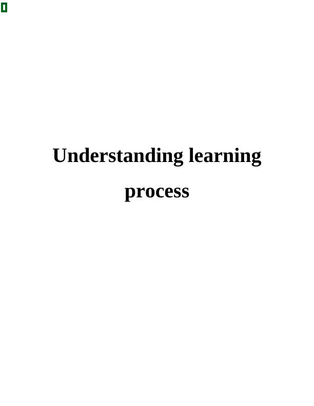 Understanding Learning Process : Report_1