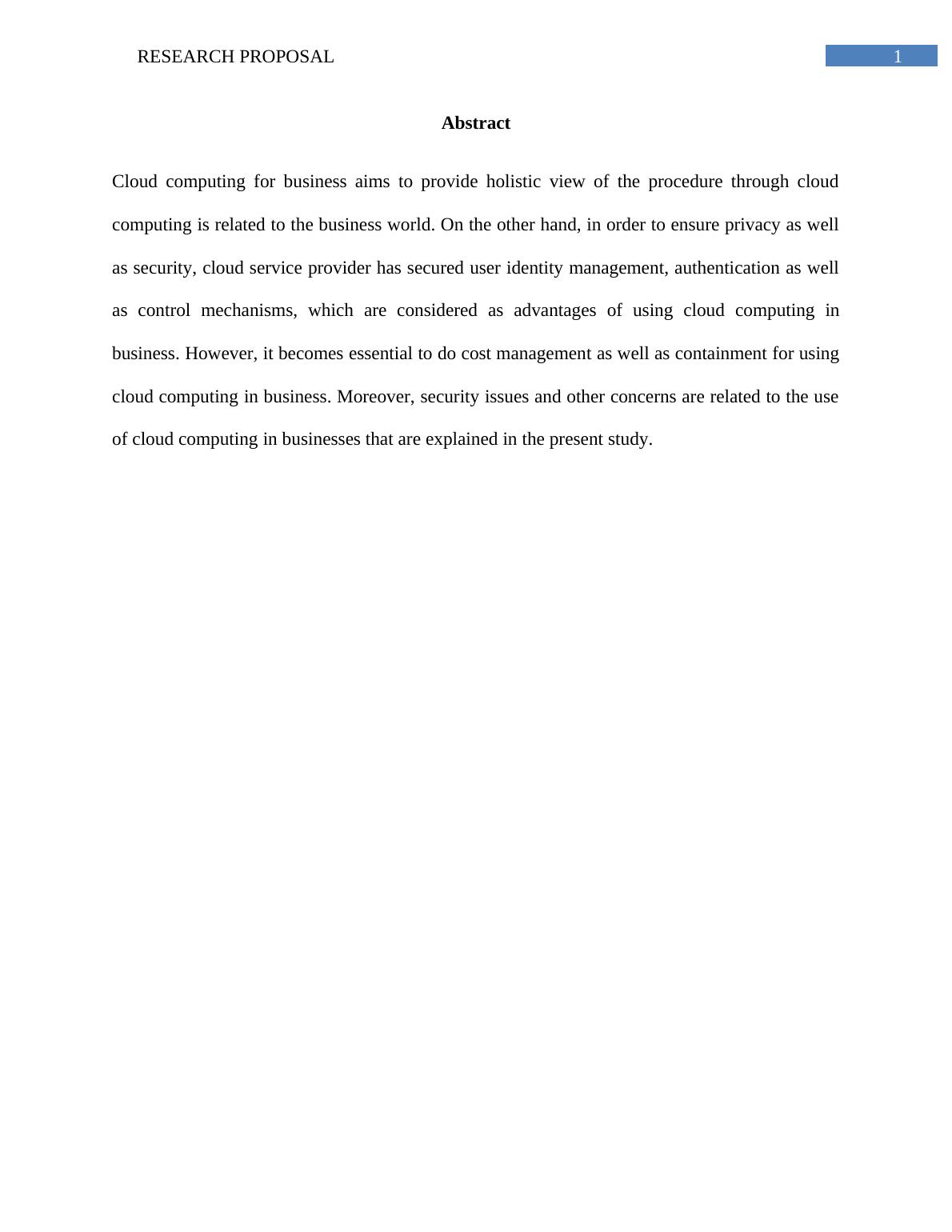 ITN 263 - Research Proposal on Advantages and Disadvantages of Cloud Computing for Businesses_2